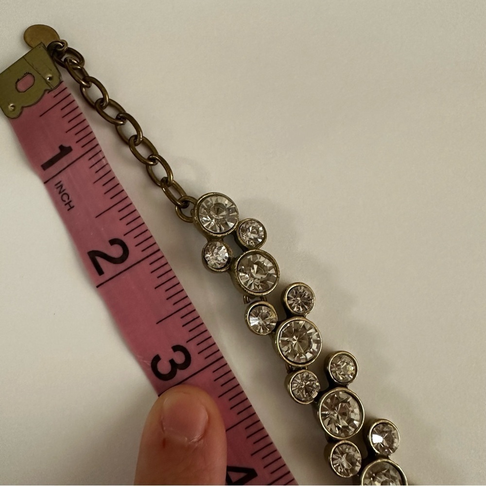Vintage Loft Round Rhinestone Antiqued Brass Necklace - Picture 8 of 9